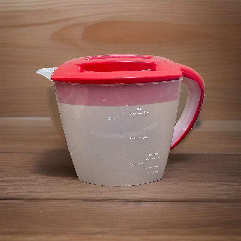 Mr Coffee Iced Tea Maker TM75  Replacement Part 3-QUART PITCHER ONLY ~ RED Lid